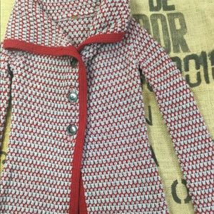 Free People red & grey textured sweater size Small